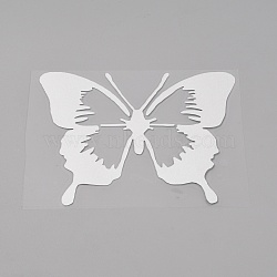 PET Sticker Car Decoration, Face Car Sticker, for Car Decoration, Butterfly, White, 119x130x0.3mm(AJEW-WH0200-35)