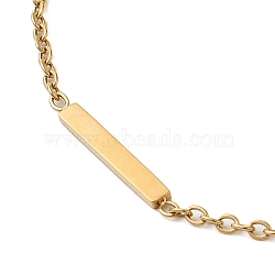 304 Stainless Steel Rectangle Link Chain Necklaces for Women, Golden, 14.69 inch(37.3cm)(NJEW-K255-06G)