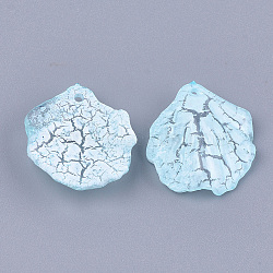 Acrylic Pendants, Crackle & AB Color, Petal, Light Sky Blue, 19.5x17x5mm, Hole: 1.4mm(X-CACR-Q034-07B)
