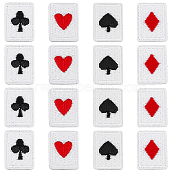 48Pcs 4 Style Playing Card Theme Polyester Embroidery Cloth Iron on/Sew on Patches, Costume Accessories, Rectangle, Mixed Color, 27x19x2mm, 12pcs/style(PATC-FH0001-04)