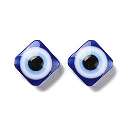 Opaque Resin Beads, Evil Eye Style, Dark Blue, Rhombus, 17x17.5x7.5mm, Hole: 1.6mm(RESI-U012-02A)