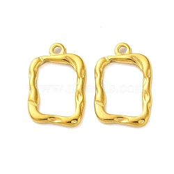 304 Stainless Steel Pendants, Rectangle Charm, Golden, 20x13x2mm, Hole: 1.8mm(STAS-G338-12G)