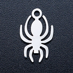 201 Stainless Steel Pendants, Stamping Blank Charms, Spider, Stainless Steel Color, 15x9x1mm, Hole: 1.5mm(STAS-T046-JA335)