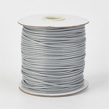 Eco-Friendly Korean Waxed Polyester Cord, Light Grey, 2mm, about 90yards/roll(80m/roll)