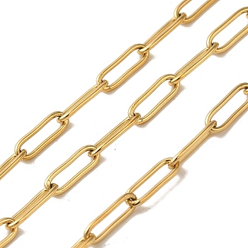 Ion Plating(IP) 304 Stainless Steel Oval Link Chains, Soldered, with Spool, Real 18K Gold Plated, 8.5x3x0.7mm, 10m/roll