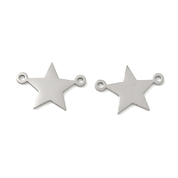 304 Stainless Steel Connector Charms, Star, Non-Tarnish, Stainless Steel Color, 9x13x1mm, Hole: 1mm
