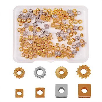 160 Pcs 8 Styles Brass Spacer Beads, Golden, 20pcs/style