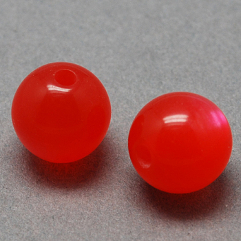 Round Imitation Cat Eye Resin Beads, Red, 6x5mm, Hole: 1.8~2mm