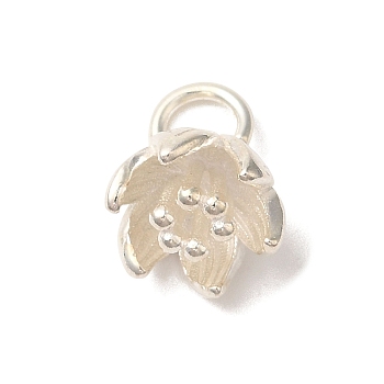 925 Sterling Silver Flower Charms with Jump Rings, Silver, 9x9x6mm, Hole: 3.5mm