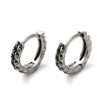 316 Surgical Stainless Steel Hoop Earrings, Antique Silver, 11.5x3mm