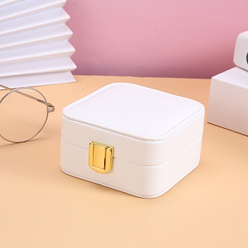 Square PU Leather Jewelry Set Boxes, Flip Cover Box with Velvet Inside and Magnetic Clasps, Storage Gift Case, White, 10x10x5.8cm