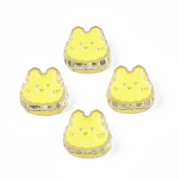 Transparent Acrylic Beads, with Enamel, Rabbit, Champagne Yellow, 18x19x8mm, Hole: 3mm