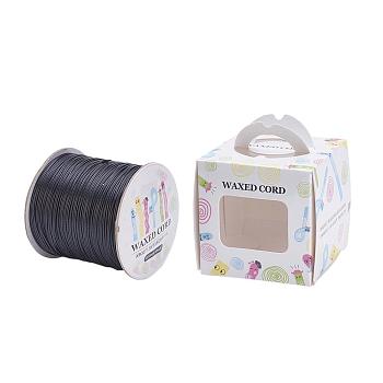 Eco-Friendly Korean Waxed Polyester Cord, Black, 0.5mm, about 200yards/roll(600 feet/roll)(182.88m/roll)