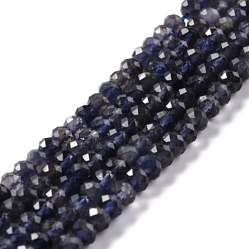Natural Iolite Beads Strands, Faceted, Rondelle, 6x4mm, Hole: 0.8mm, about 90pcs/strand, 15.35''(39cm)