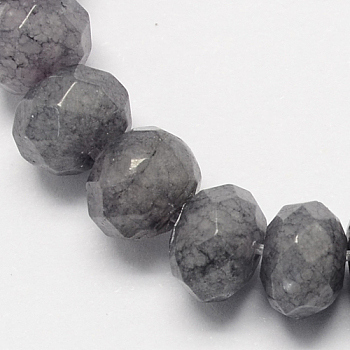 Natural Jade Bead Strands, Dyed, Faceted, Abacus Beads, Rondelle, Gray, 4~5x3mm, Hole: 0.5mm, about 116-120pcs/strand, 13.58 inch~13.78 inch(34.5~35cm)