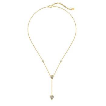 925 Sterling Silver Pave Clear Cubic Zirconia Cable Chain Teardrop Tassel Pendant Necklaces for Women, Real 18K Gold Plated, 15.91 inch(40.4cm)