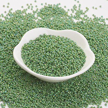 TOHO Japanese Seed Beads, Round, (407) Opaque AB Mint Green, 11/0, 2x1.5mm, Hole: 0.5mm, about 42000pcs/pound