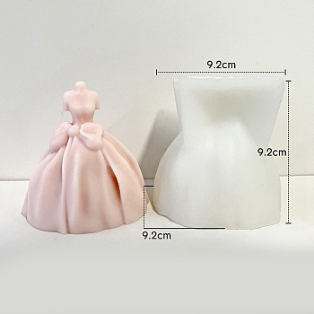 3D Wedding Dress DIY Silicone Candle Molds, Aromatherapy Candle Moulds, Scented Candle Making Molds, White, 9.2x9.2x9.2cm