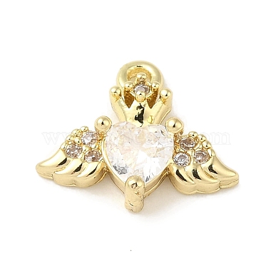 Real 14K Gold Plated Clear Heart Brass+Cubic Zirconia Charms