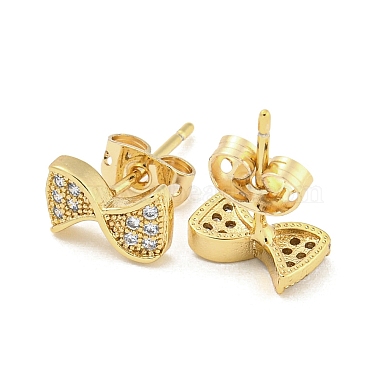 Brass Micro Pave Cubic Zirconia Ear Studs(EJEW-P261-24A-G)-2