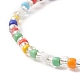 Bracelet extensible en perles de rocaille colorées avec breloques en laiton pour femme(BJEW-JB09218-01)-5
