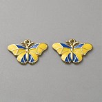 Alloy Enamel Pendants, Butterfly Charm, Golden, Yellow, 16.5x24.5x2mm, Hole: 1.6mm(FIND-WH0160-24C)