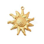 304 Stainless Steel Pendants, Ion Plating(IP), Flower Charm, Real 18K Gold Plated, 30x27.5x3mm, Hole: 1.8mm(X1-STAS-Z157-11G)