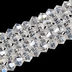Transparent Electroplate Glass Beads Strands, AB Color Plated, Faceted, Bicone, Clear AB, 3.5~3.8mm, about about 107~110pcs/strand, 32.5~34cm(GLAA-F029-3mm-A13)