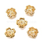 Brass Micro Pave Clear Cubic Zirconia Bead Caps, Four Leaf Clover, Cadmium Free & Lead Free, Rack Plating, Long-Lasting Plated, Real 24K Gold Plated, 10.5x10.5x3.5mm, Hole: 1.8mm(KK-G600-12G)