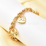 304 Stainless Steel Charm Bracelets, Seahorse & Bag & Spiral Shell Shape, Golden, 7-3/8 inch(18.8cm)(BJEW-P368-05G)
