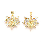 Brass Micro Pave clear Cubic Zirconia Pendants, Nickel free, Heart, Real 16K Gold Plated, 22x22x3.5mm, Hole: 3x5mm(ZIRC-N039-165-NF)