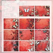 30Pcs Butterfly Scrapbook Paper Pad, for DIY Album Scrapbook, Greeting Card, Background Paper, Magazine, Cerise, 140x100mm(PW-WGDFAAA-06)