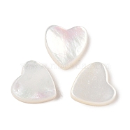 Natural White Shell Beads, Heart, 8.5x8x2.5mm, Hole: 1mm(SSHEL-I026-09)