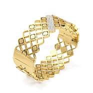 304 Stainless Steel Pave Crystal Rhinestone Hollow Out Hinged Bangles for Women, Golden, 7/8 inch(2.3cm), Inner Diameter: 2-3/8x1-7/8 inch(6.05x4.85cm)(BJEW-D044-01C-G)