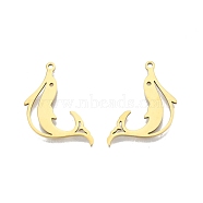Ion Plating(IP) 201 Stainless Steel Pendants, Dolphin, Real 18K Gold Plated, 26.5x16.5x1.5mm, Hole: 1.6mm(STAS-N098-103LG)