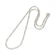 304 Stainless Steel Figaro Chain Necklace Making, Matte Stainless Steel Color, 17.91 inch(45.5cm), 3mm(STAS-A028-N022MP)