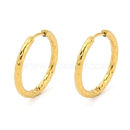 Ion Plating(IP) 304 Stainless Steel Textured Huggie Hoop Earrings, Real 18K Gold Plated, 24x2.5mm(EJEW-G374-02G-G)