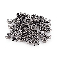 Iron Crimp Beads Covers, Cadmium Free & Nickel Free & Lead Free, Gunmetal, 3mm In Diameter, Hole: 1.2~1.5mm(IFIN-H028-NFB-NF)
