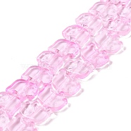 Transparent Glass Beads Strands, Elephant, Pearl Pink, 10x12x3mm, Hole: 1mm, about 45~48pcs/strand, 17.32 inch(44cm)(GLAA-F114-03C)