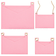 WADORN 3Pcs 3 Style Felt Bags Organizer Insert, Mini Envelope Handbag Shaper Premium Felt, with Iron Grommets, Pink, 9~22x8~18.3x0.5~0.55cm, Hole: 10mm, 1pc/style(PURS-WR0006-87B)