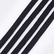 Plush Fabric Ribbon, Polyester Ribbon, Black, 10mm, about 100yards/roll(91.44m/roll)(OCOR-S115-02B)
