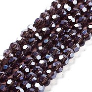 Electroplate Transparent Glass Beads Strands, Faceted, Round, Pearl Luster Plated, Purple, 6mm, Hole: 1mm, about 98~100pcs/strand, 20.39~20.59 inch(51.8~52.3cm)(EGLA-A035-T6mm-A13)