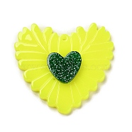 Opaque Acrylic Pendants, Heart, Yellow, 37x39.5x4.5mm, Hole: 1.5mm(SACR-A004-01B)