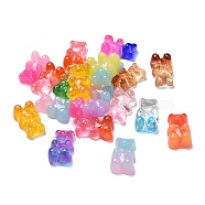 Resin Cabochons, with Glitter Powder, Two Tone, Bear, Mixed Color, 18x11x8mm(CRES-S303-53)