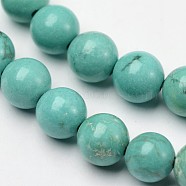 Natural Magnesite Beaded Strands, Round, Dyed & Heated, 6mm, Hole: 1mm, about 62pcs/strand, 15.7 inch(39.8cm)(TURQ-P027-21-6mm)