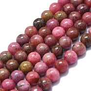 Natural Rhodonite Beads Strands, Round, 6~7mm, Hole: 0.8mm, about 61pcs/strand, 15.35''(39cm)(G-K245-A11-03)