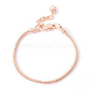 Brass European Style Bracelet Making, with Iron Extender Chain, Rose Gold, 7-5/8 inch(195mm)x2.5mm(MAK-R011-03RG)