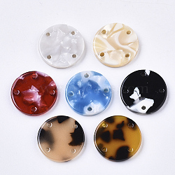 Cellulose Acetate(Resin) Chandelier Component Links, Flat Round, Mixed Color, 17.5x2.5mm, Hole: 1.5mm(KY-S158-65A)