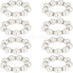 Fingerinspire Stretch Napkin Rings, Napkin Holder Adornment, with Brass & Plastic Pearl Beads, for Place Settings, Wedding & Party Decoration, Platinum, 12mm, 8pcs(AJEW-FG0001-66)