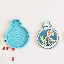 DIY Silicone Pendant Molds, for Keychain Making, Resin Casting Molds, For UV Resin, Epoxy Resin Jewelry Making, Vase, Deep Sky Blue, 70x56x6mm, Hole: 4mm, Inner Diameter: 51x65mm(DIY-C012-05A)